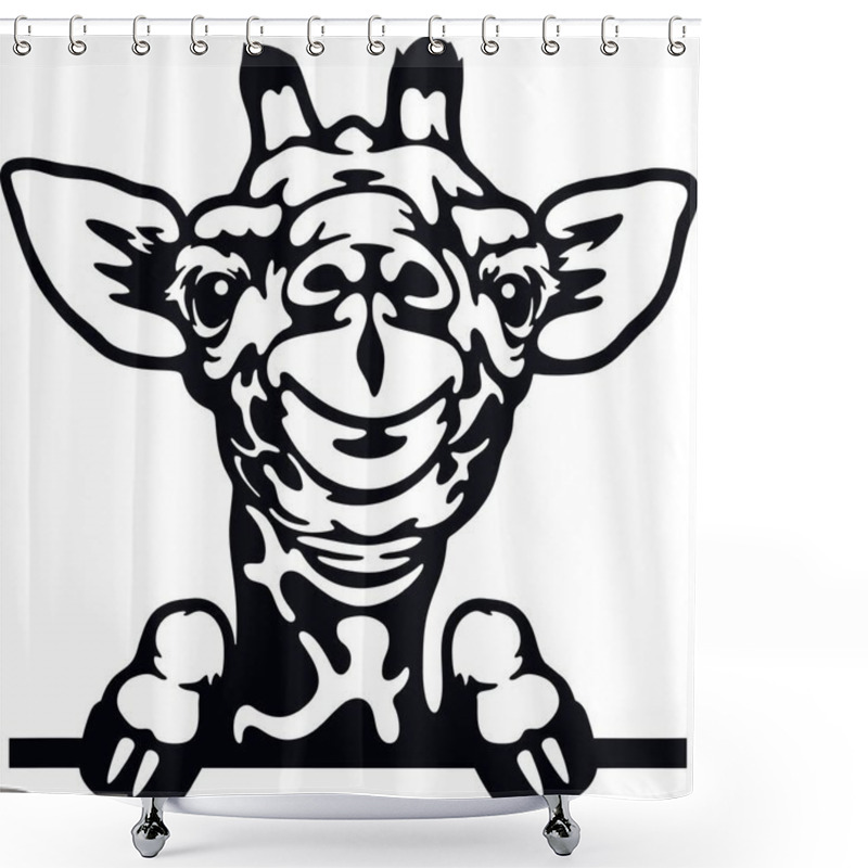 Personality  Peeking Giraffe - Funny Wild Animal Peeking Out - Face Head Isolated On White Shower Curtains