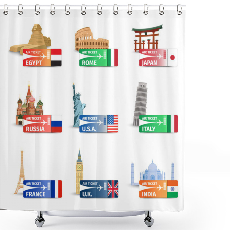 Personality  World Landmarks Ticket Set Shower Curtains