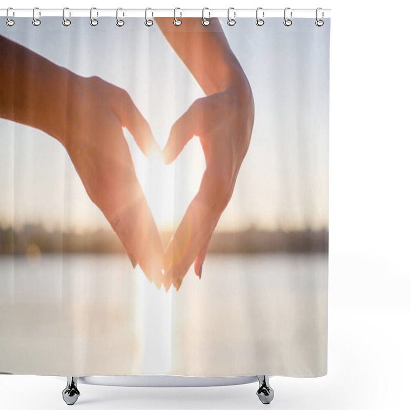 Personality  Hands In Heart Shape  Shower Curtains