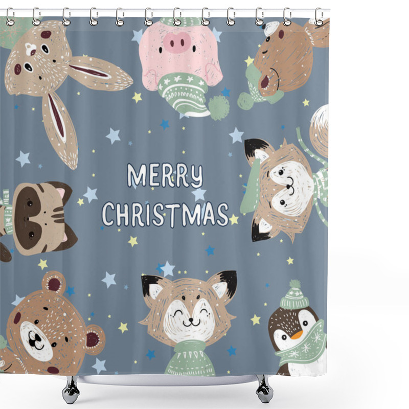 Personality  Cute Animals. Deer, Bear Bunny And Fox Shower Curtains