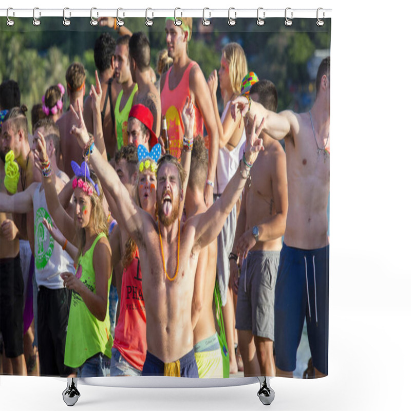 Personality  People Participate In The Full Moon Party On Island Koh Phangan, Thailand Shower Curtains