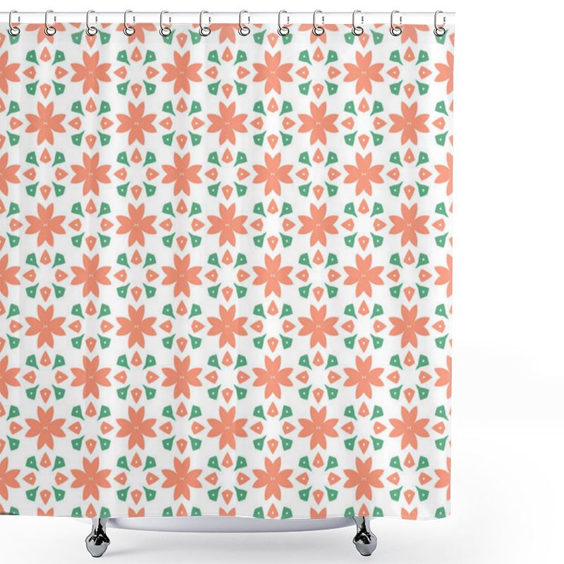 Personality  Floral Tiles Seamless Vector Pattern.flower Geometric Texture Pattern Background. Shower Curtains