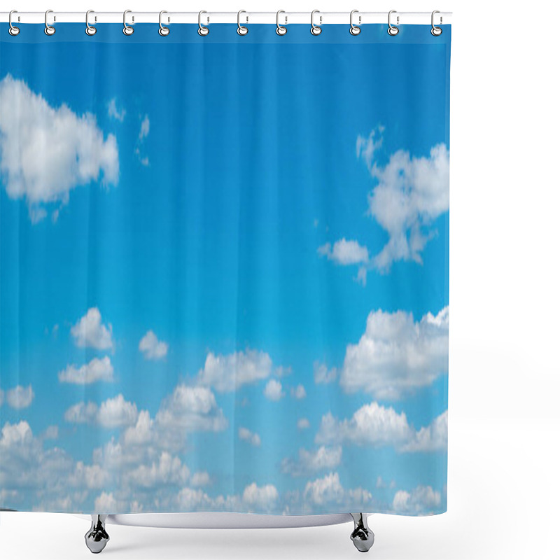 Personality  White Clouds In Blue Sky. Shower Curtains