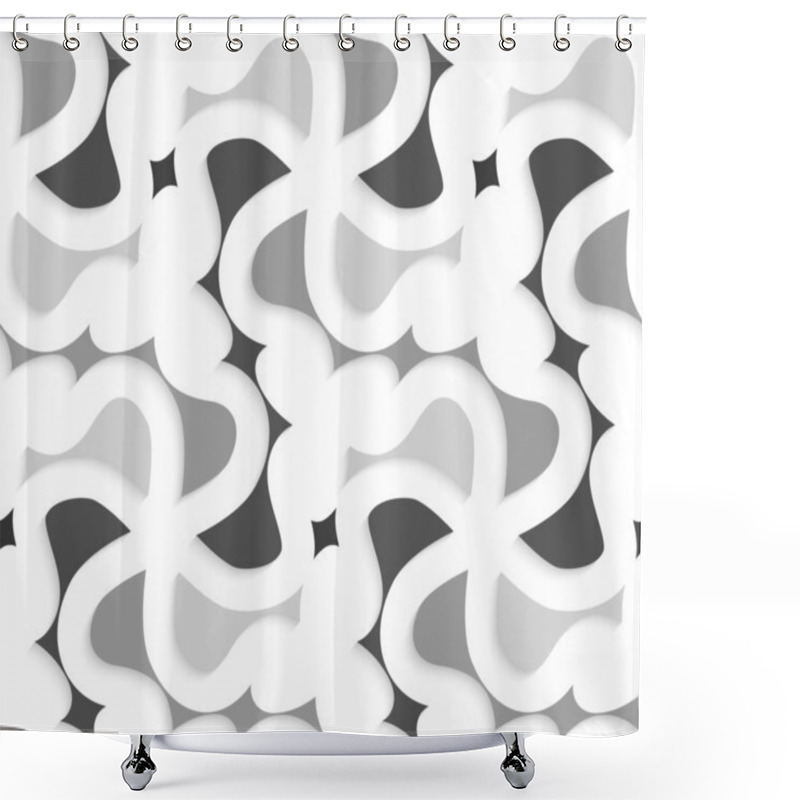 Personality  White 3d Wavy With Shades Of Gray Pattern Shower Curtains