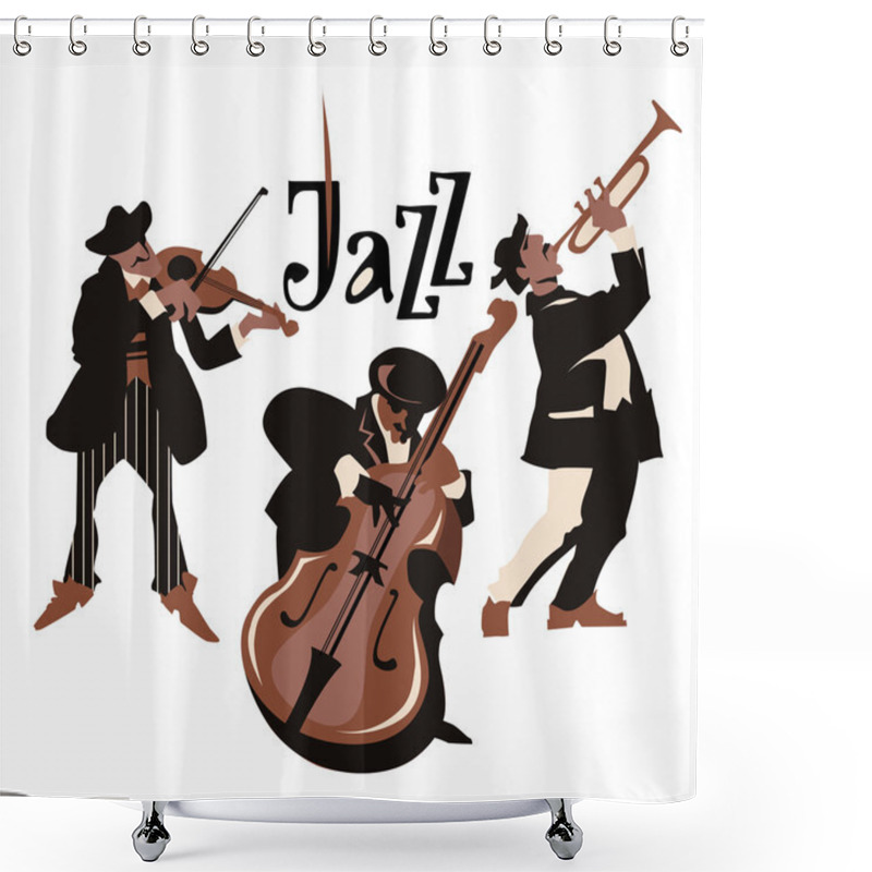 Personality  Musicans Figures. Use For Jazz Festival Poster, Jass Club, Live Music Cafe And Web Design. Shower Curtains