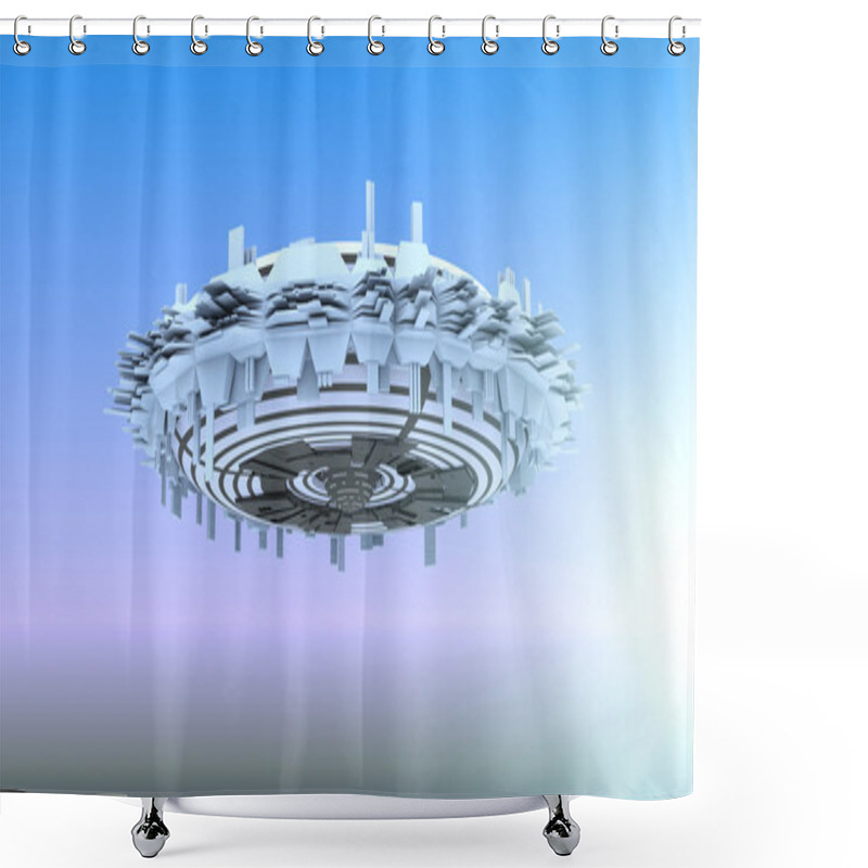 Personality  Alien Spaceship Shower Curtains