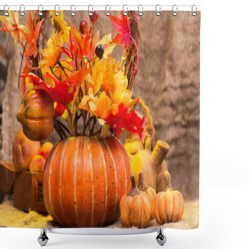 Personality  Still Life Autumn Harvest, Pumpkins And Mushrooms Shower Curtains