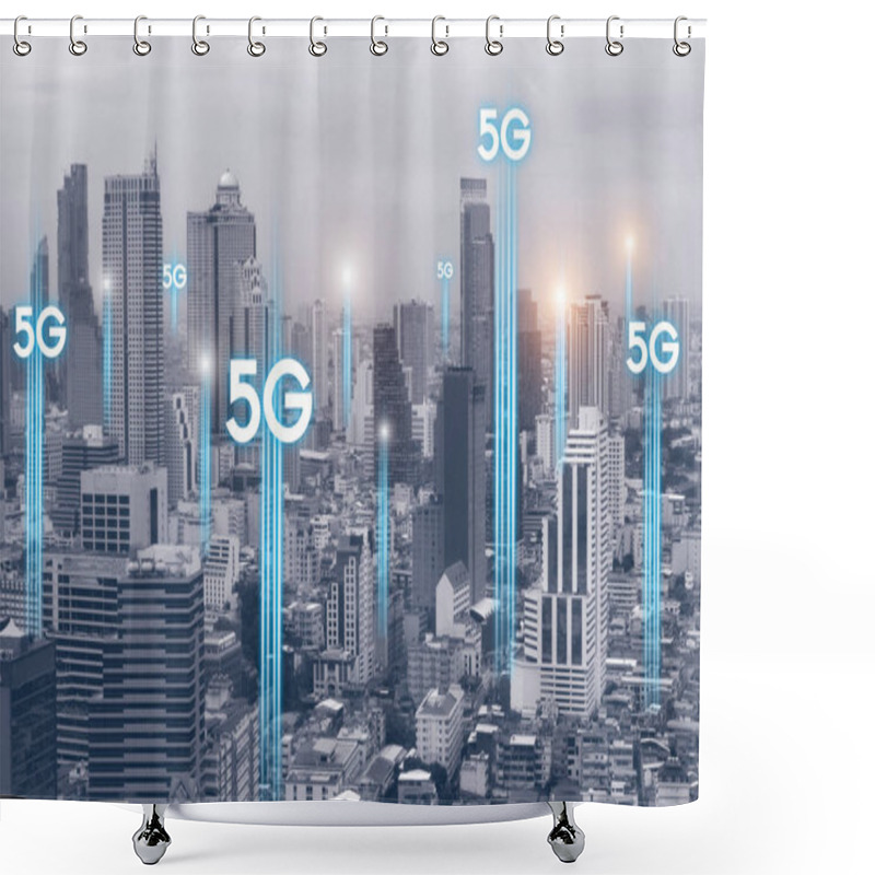 Personality  5g Communication Network Connection For Internet Concept Or Tech Shower Curtains