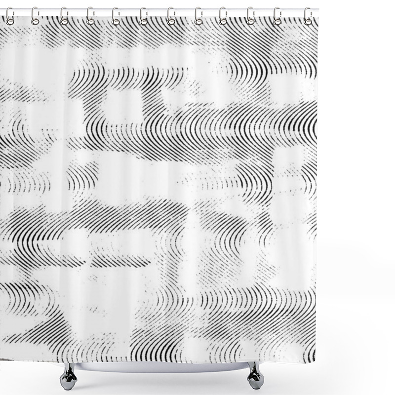 Personality  Halftone Monochrome Grunge Lines Texture. Shower Curtains