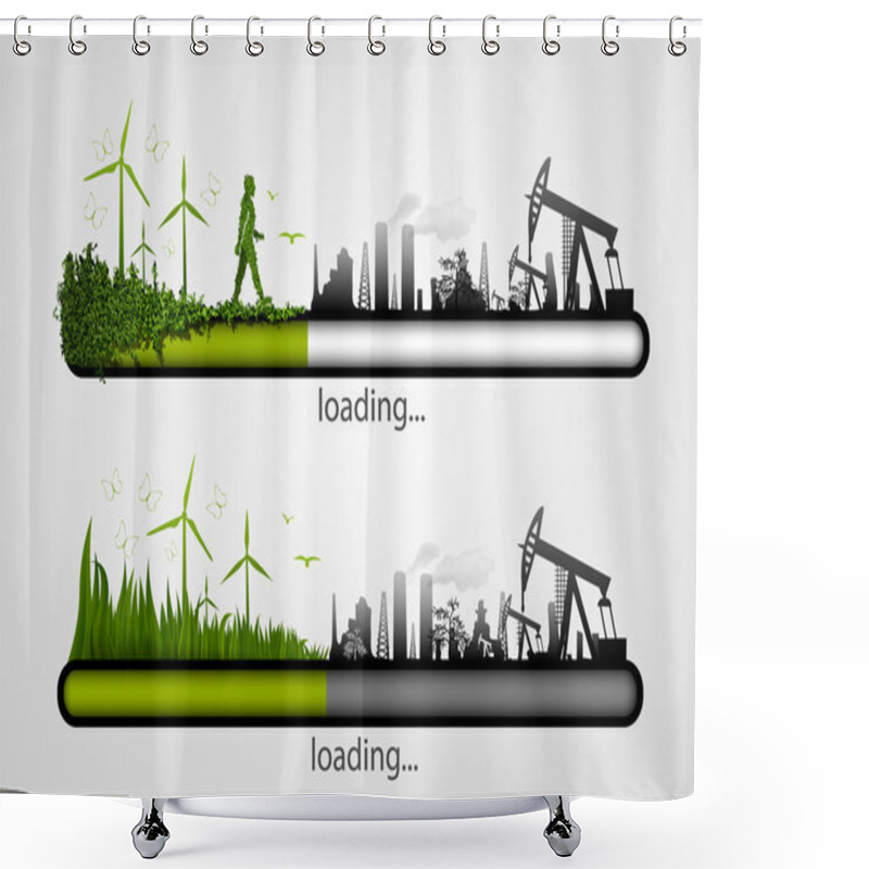 Personality  Loading Bar With The Loading Of Green. Concept Of Ecology Shower Curtains