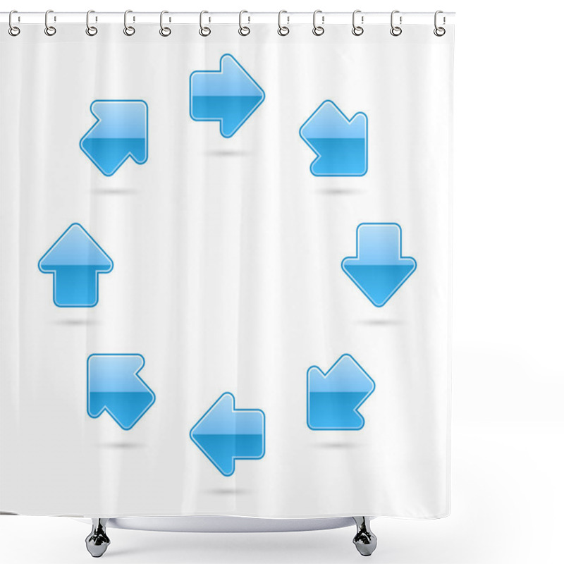 Personality  Blue Glossy Arrow Icon Web 2.0 Button Shower Curtains