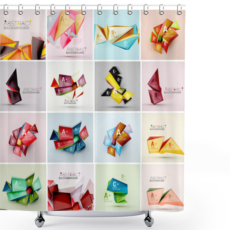 Personality  Set Of Triangle Geometric 3d Forms. Shower Curtains