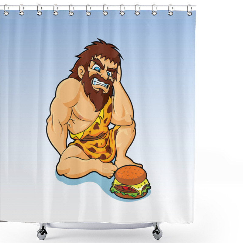 Personality  Caveman Fast Food Shower Curtains