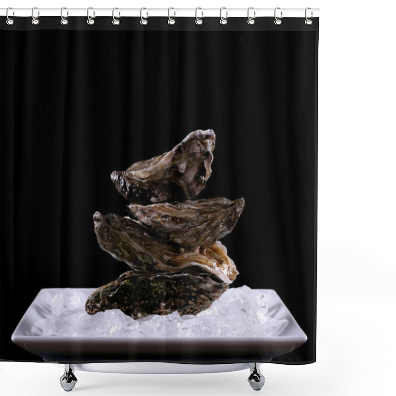 Personality  Four Oyster Shell On Ice As Balance Stack Shower Curtains