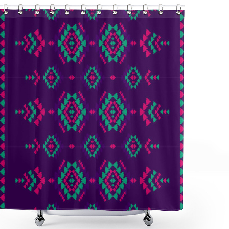 Personality  Carpet Ethnic Ikat Pattern Art. Geometric Ethnic Ikat Seamless Pattern In Tribal. Mexican Style. Design For Background, Wallpaper, Illustration, Fabric, Clothing, Carpet, Textile, Batik, Embroidery. Shower Curtains