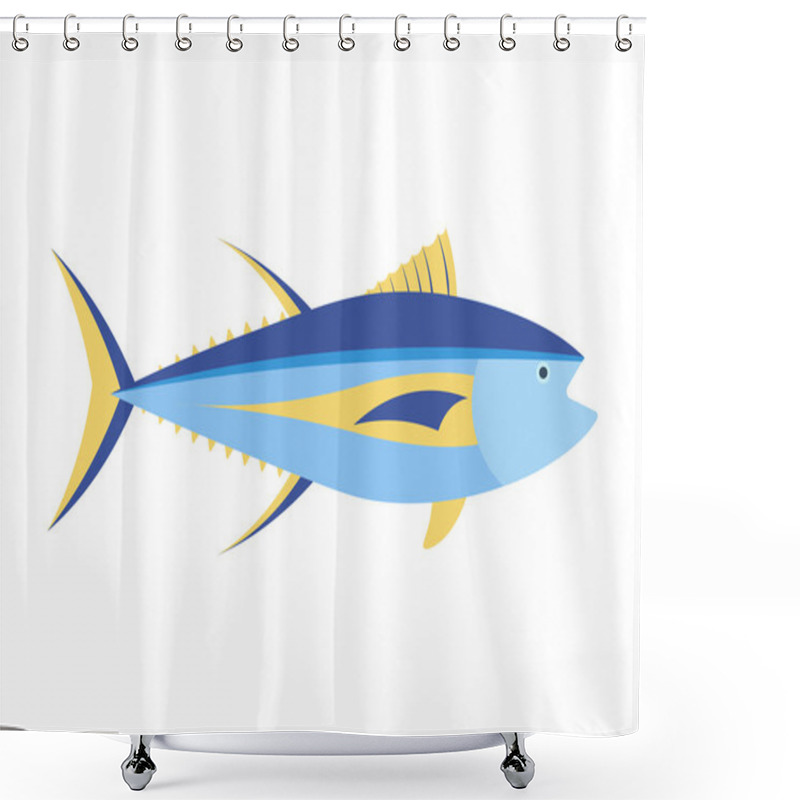 Personality  Yellowfin Tuna Vector Cartoon Illustration. Shower Curtains