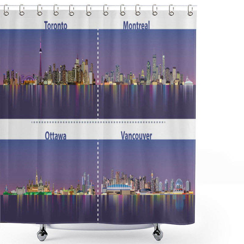 Personality  Illustrations Of Urban Canadian City Skylines At Night Shower Curtains