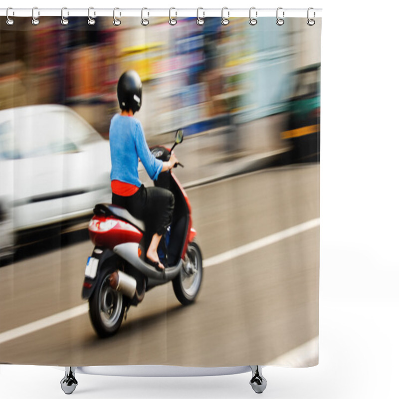 Personality  Riding A Scooter Shower Curtains