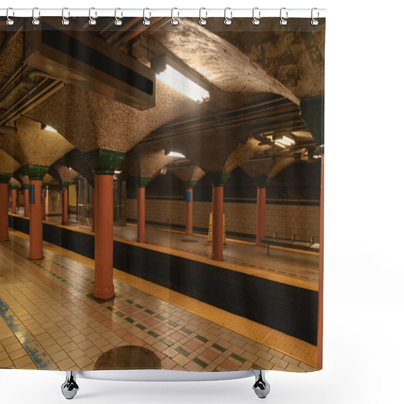 Personality  New York City Subway Station With Tiled Floor And Columns Shower Curtains