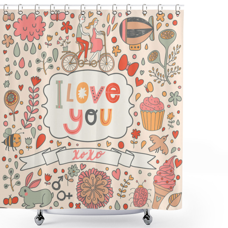 Personality  I Love You Romantic Card Shower Curtains