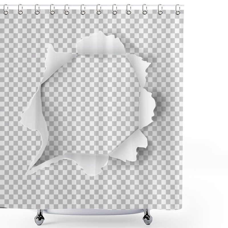 Personality  Torn Ripped Paper Hole On Transparent Background Shower Curtains