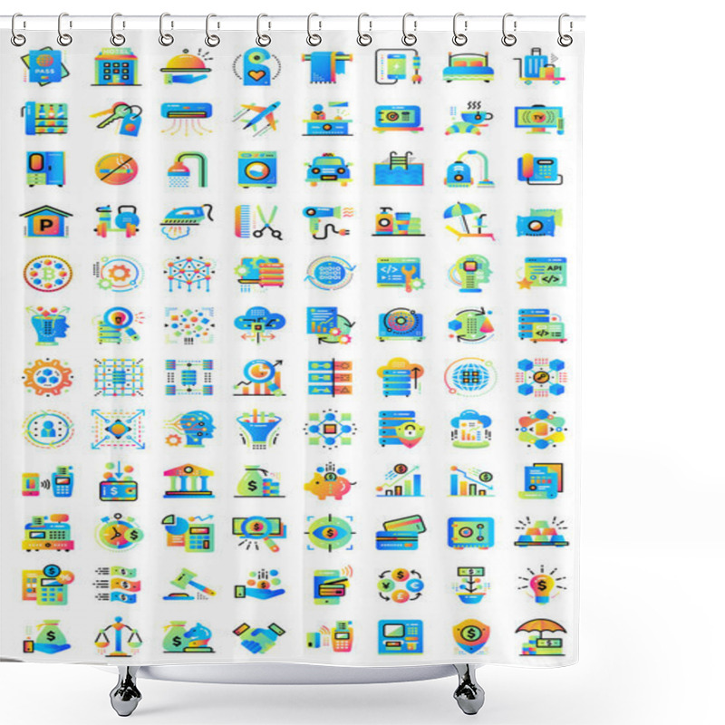 Personality  Big Flat Icons Set Collection. Suitable For Print, Website And P Shower Curtains