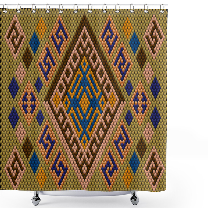 Personality   Ornament, Mosaic, Ethnic, Folk Pattern. It Is Made In Bright, Juicy, Perfectly Matching Colors. Shower Curtains