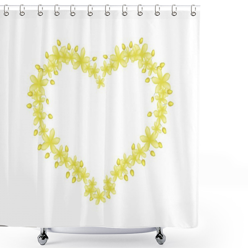 Personality  Beautiful Cassia Fistula Flowers In Heart Shape Shower Curtains