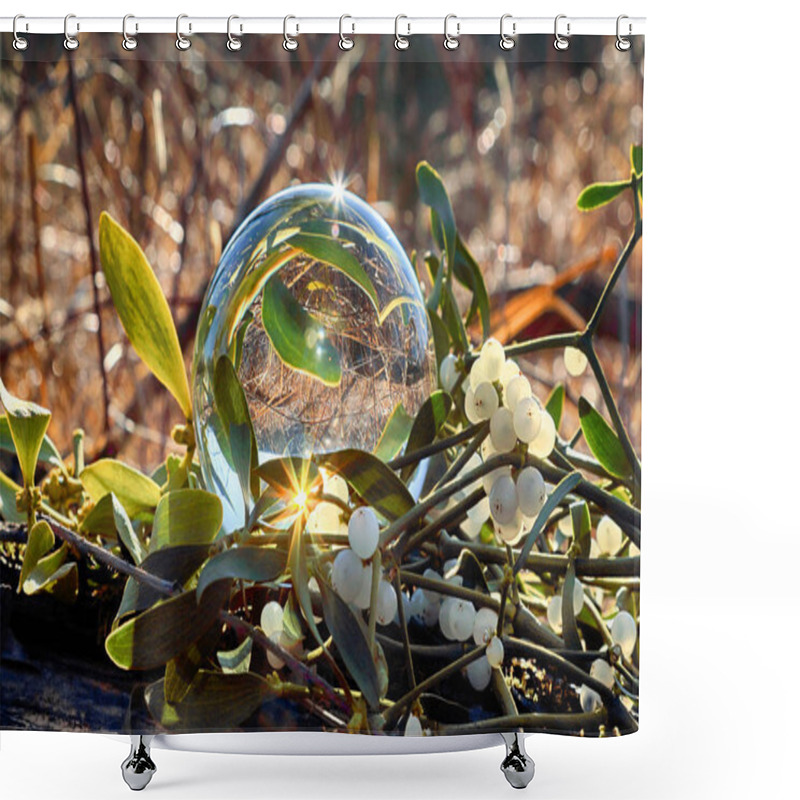 Personality  Wild, Untouched Nature. View Through A Glass, Crystal Ball (lensball) For Refraction Photography. Shower Curtains