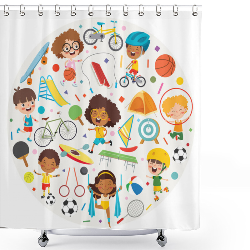 Personality  Sport Concept Design With Funny Children Shower Curtains