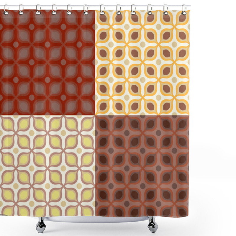 Personality  Set Of 4 Seamless Vector Pattern In 1970s Style Shower Curtains