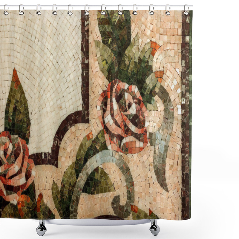 Personality  Detail Of A Beautiful Marble Mosaic Panel. Interior Marble Mosai Shower Curtains