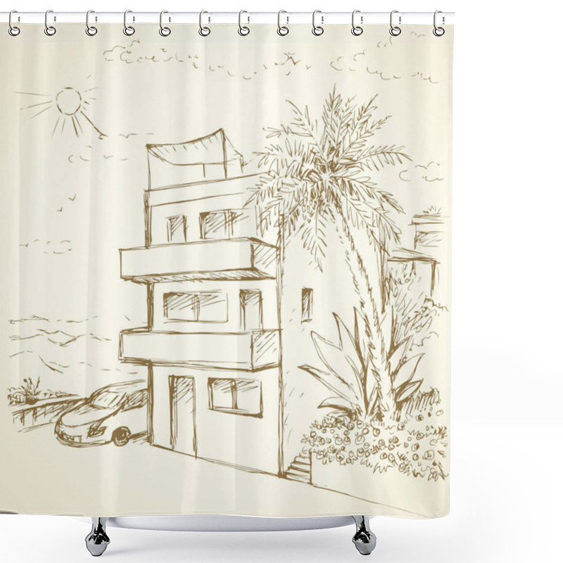 Personality  Vector Illustration. East House Patio Shower Curtains