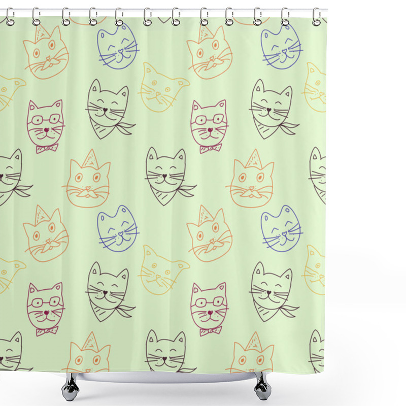 Personality  Cat's Pattern On Light Backgroun Shower Curtains