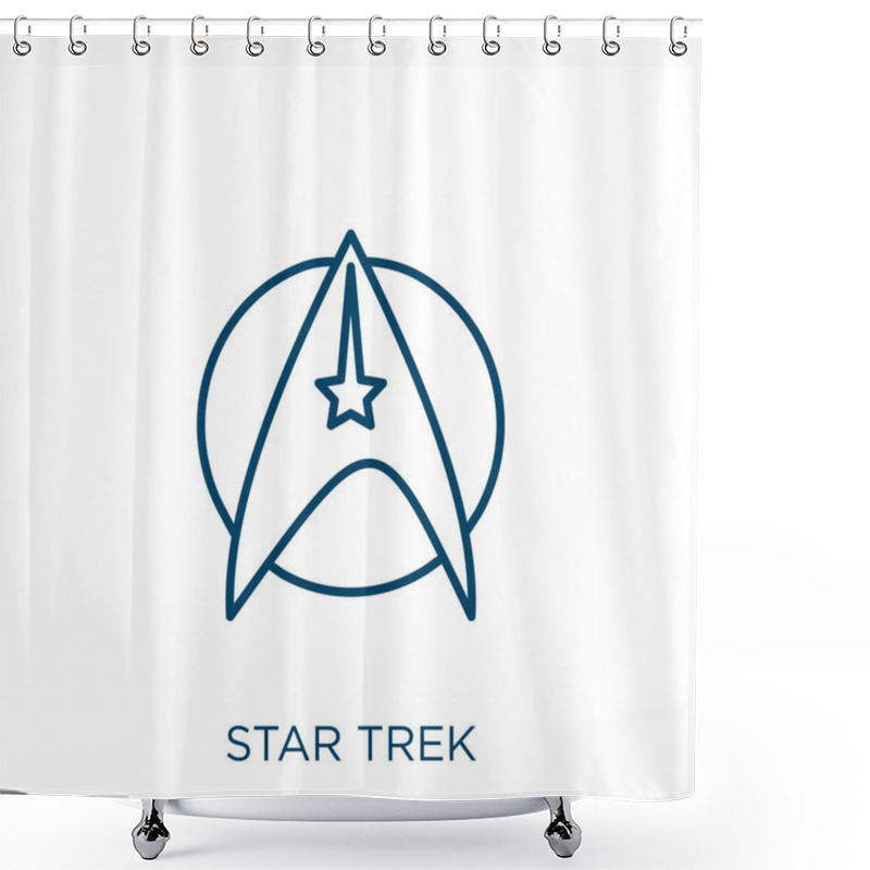 Personality  Star Trek Icon. Thin Linear Star Trek Outline Icon Isolated On White Background. Line Vector Star Trek Sign, Symbol For Web And Mobile Shower Curtains