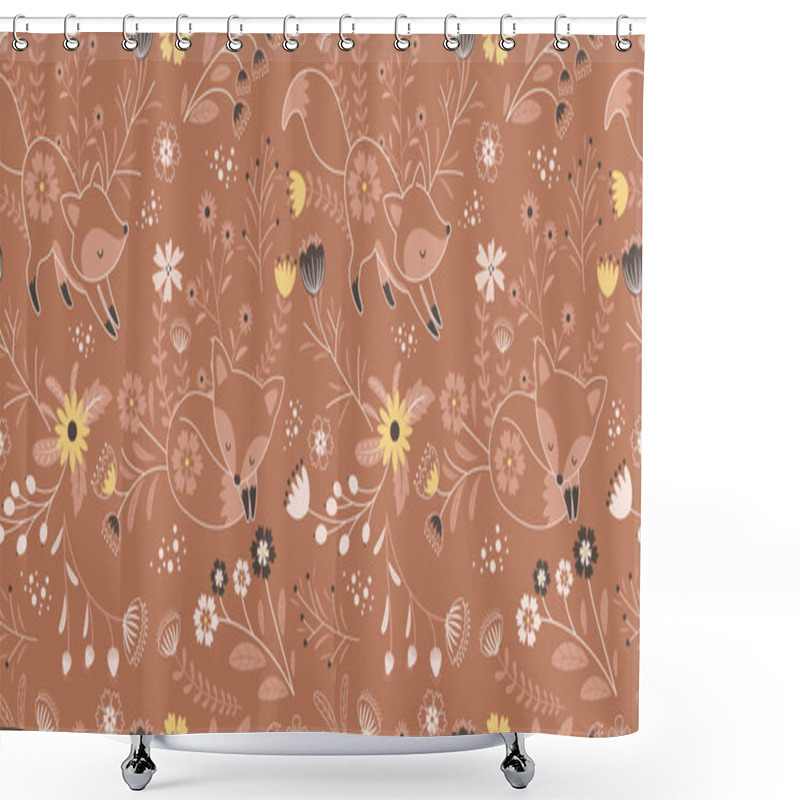 Personality  Beautiful Folk Fox Seamless Pattern Shower Curtains