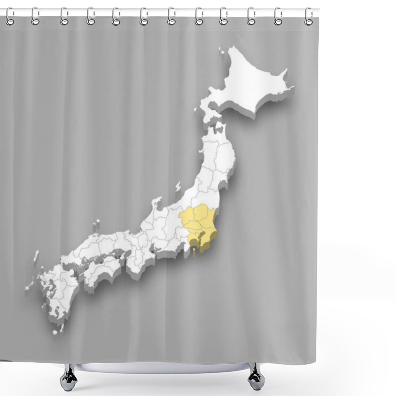 Personality  Kanto Region Location Within Japan 3d Isometric Map Shower Curtains