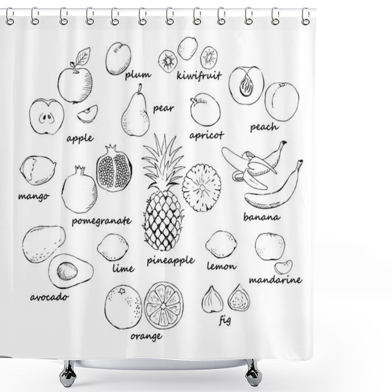 Personality  Set Of Fruit Doodles Shower Curtains