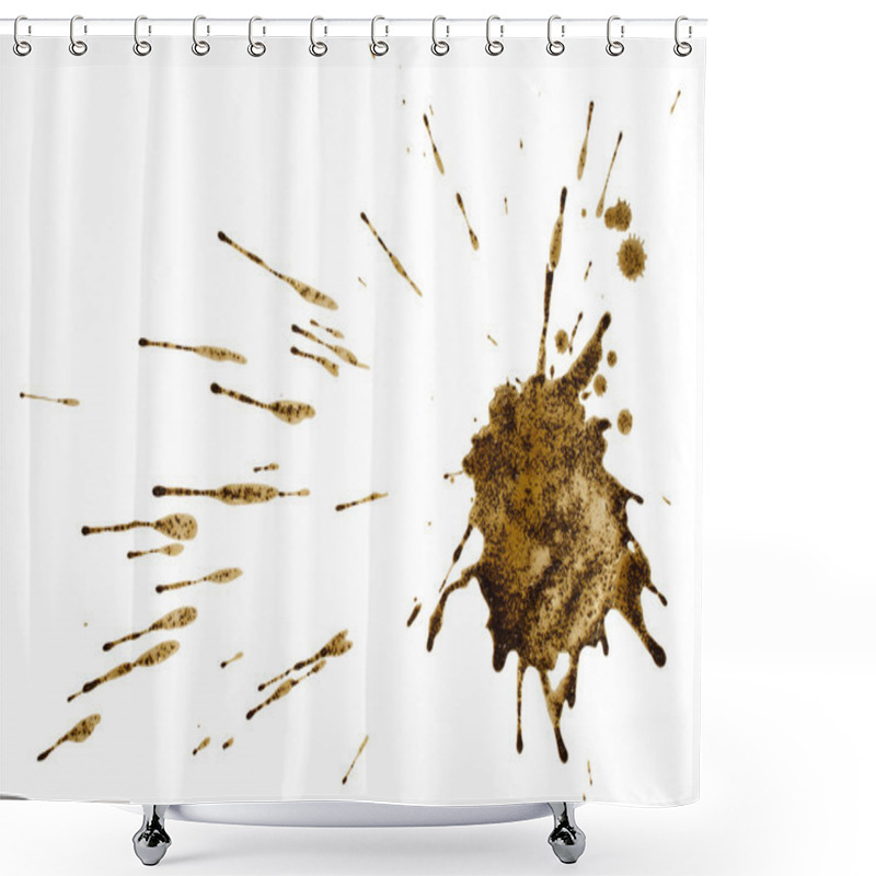 Personality  Coffee Or Mud Splash Isolated On White Background. Clipping Path. Shower Curtains