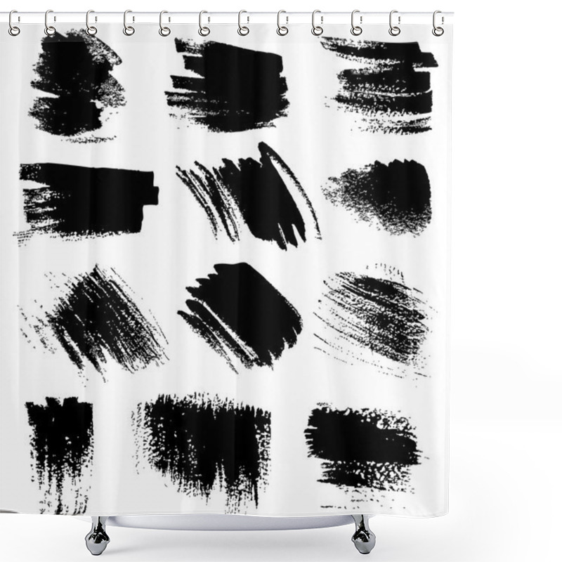 Personality  Textured Brush Strokes Drawn A Flat Brush And Ink Set1 Shower Curtains