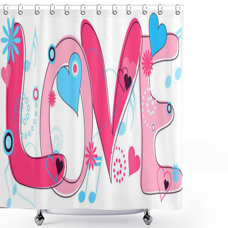 Personality  Love Text In Pink And Blue Shower Curtains