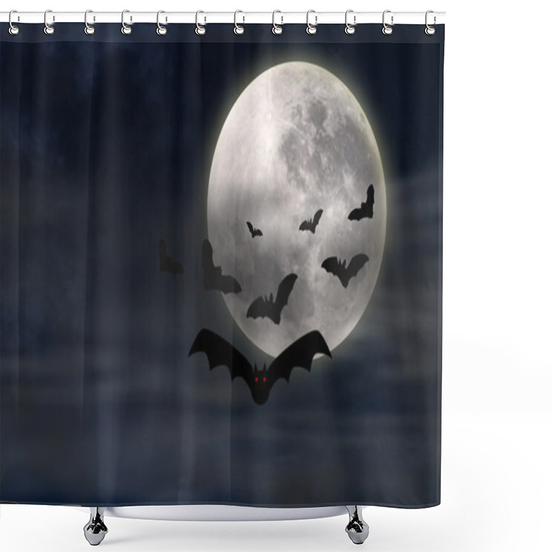 Personality  Bat And Moon Shower Curtains