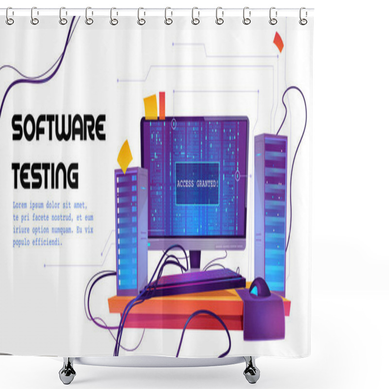 Personality  Software Testing Cartoon Banner, Functional Test Shower Curtains