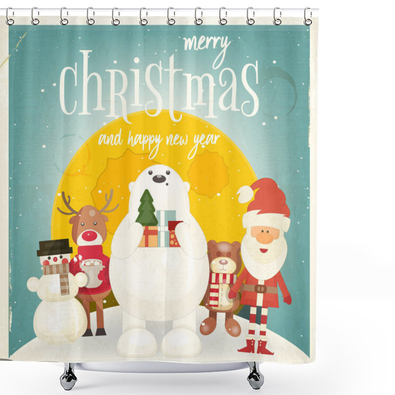 Personality  Merry Christmas Greeting Card Shower Curtains