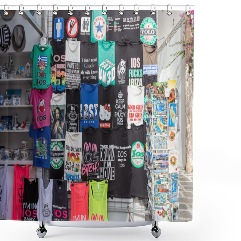 Personality  Souvenir Shop In The Famous Mediterranean Island Ios, Greece. Shower Curtains