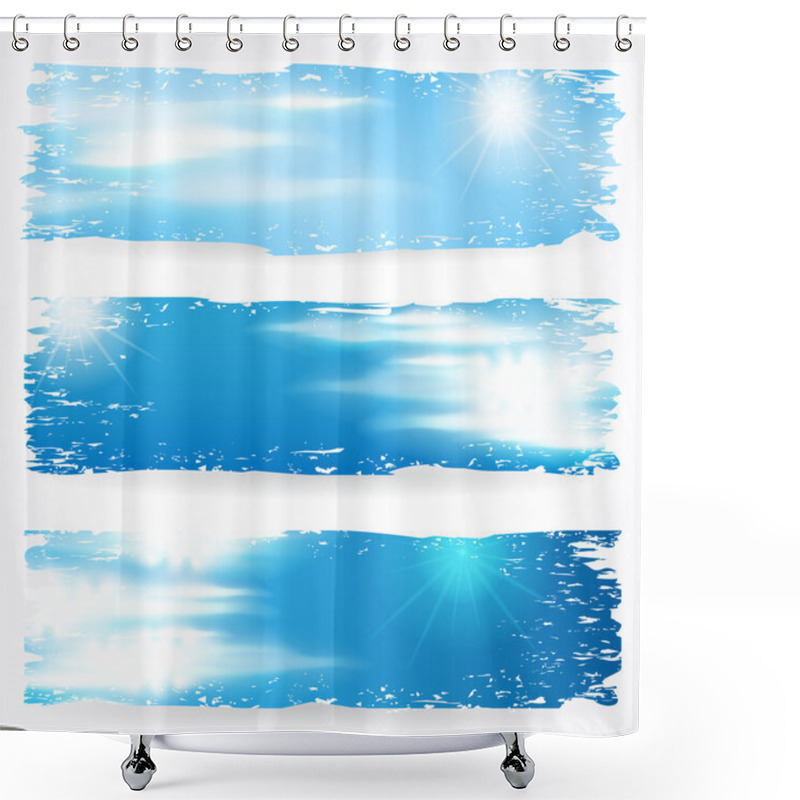 Personality  Beautiful Summer Sky Banners Shower Curtains