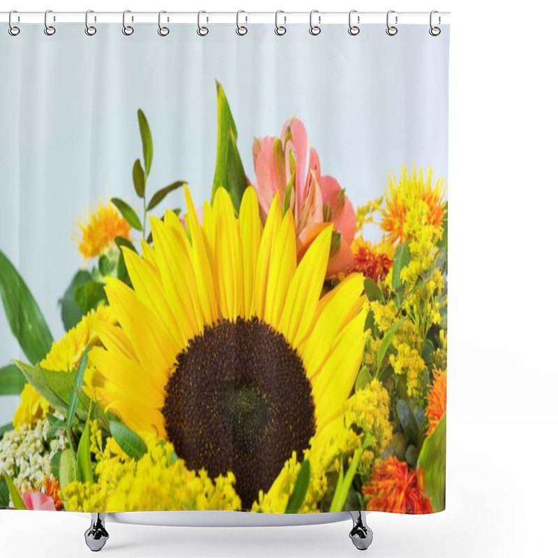 Personality  Close Up, Macro Shot Of A Sunflower In A Bouquet Shower Curtains