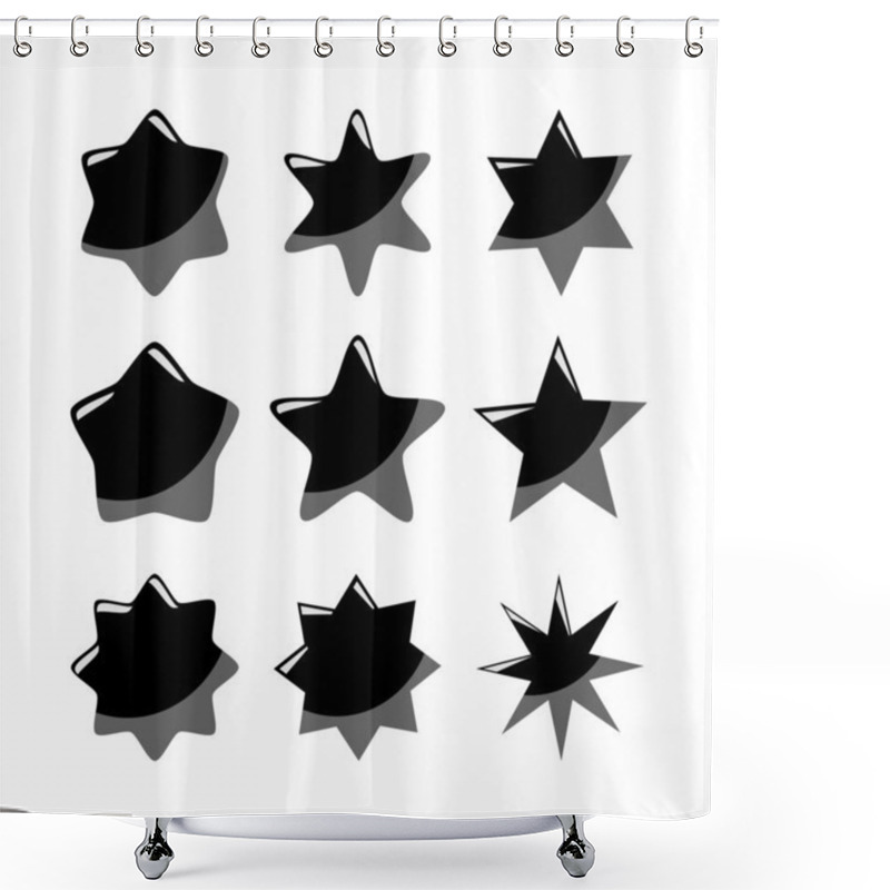 Personality  Set Of Black Vector Stars, Isolated Icons Shower Curtains