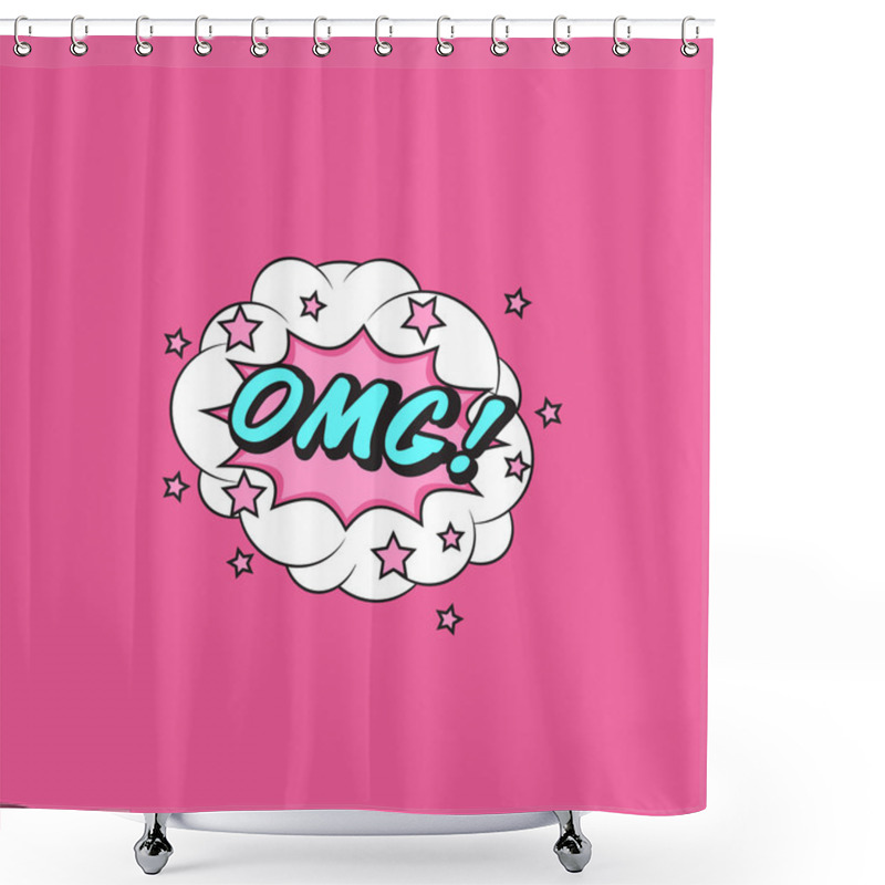 Personality  Classic Comics Books Speech Sticker OMG! Shower Curtains