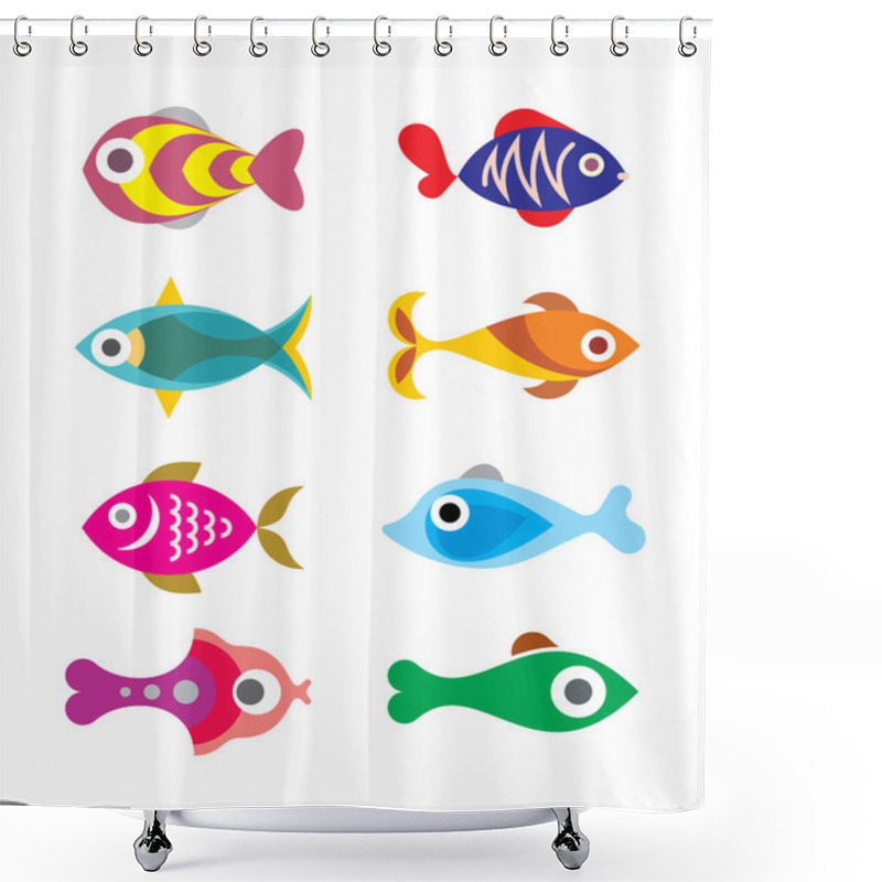 Personality  Exotic Fish Icons Shower Curtains